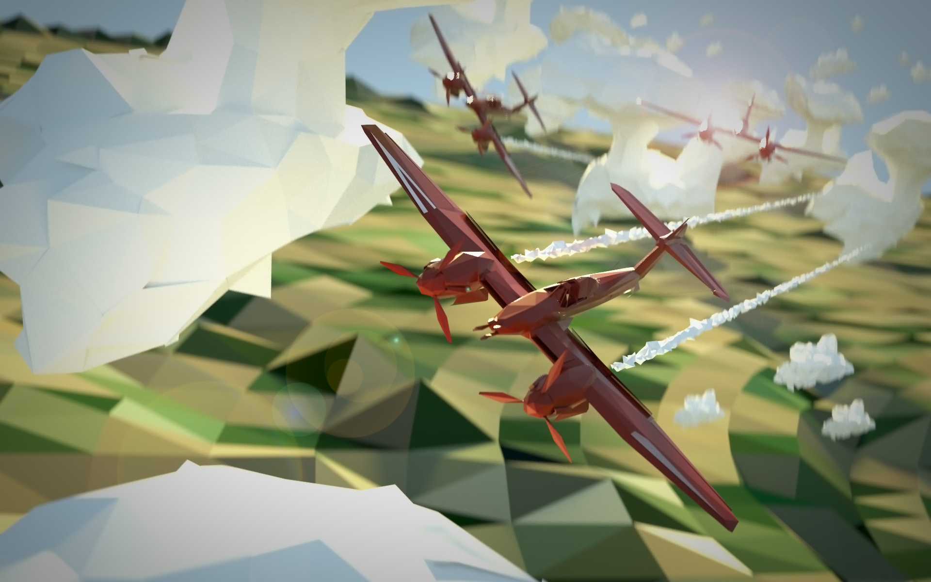 low poly banner art of a westland whirlwind made in Blender with cycles